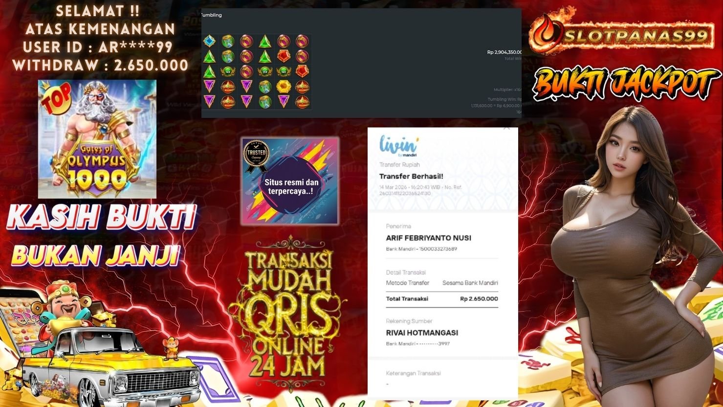 SLOTPANAS99 JACKPOT SLOT GATES OF OLYMPUS 1000